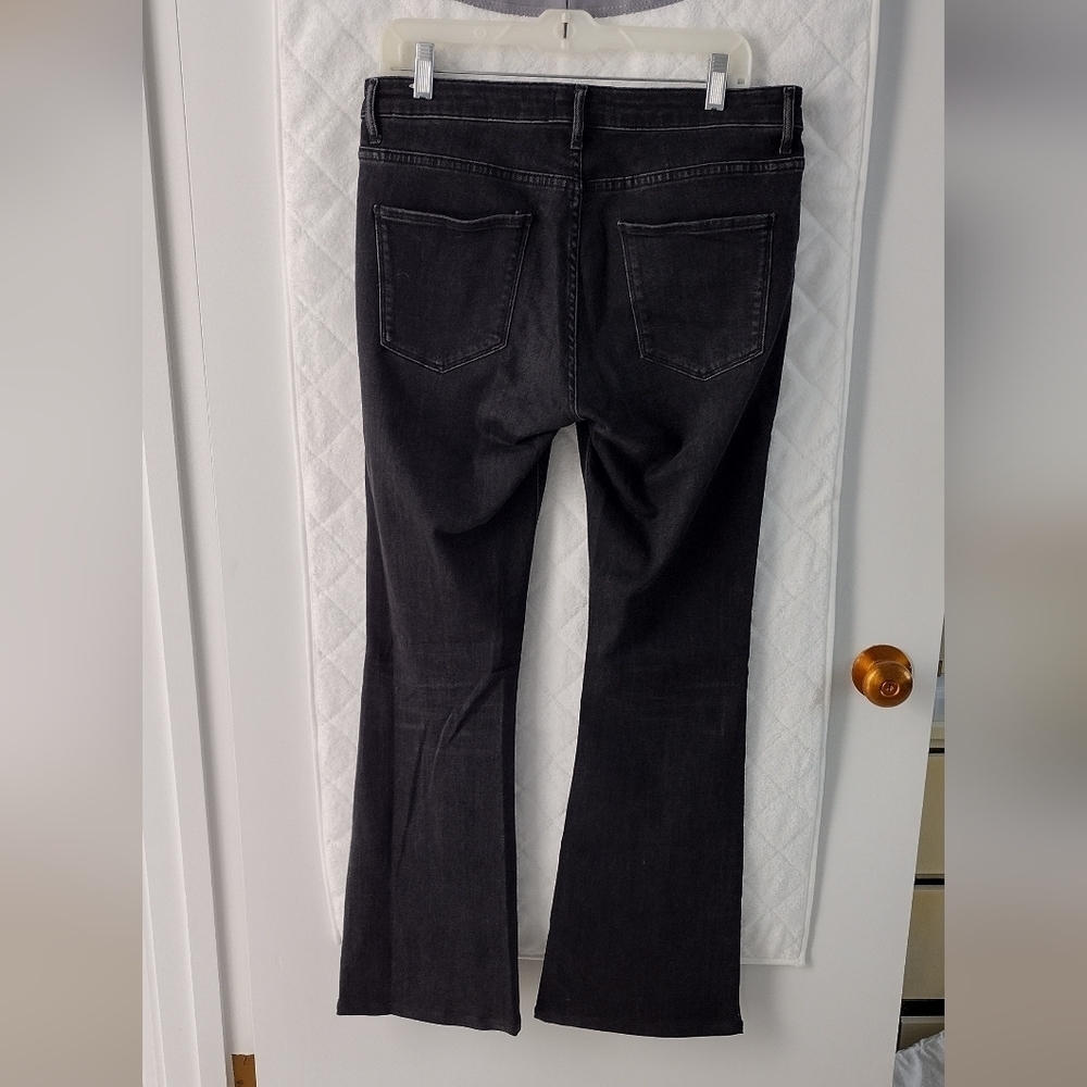 Zara Black Flared Denim Jeans Size 12 - Picture 7 of 11